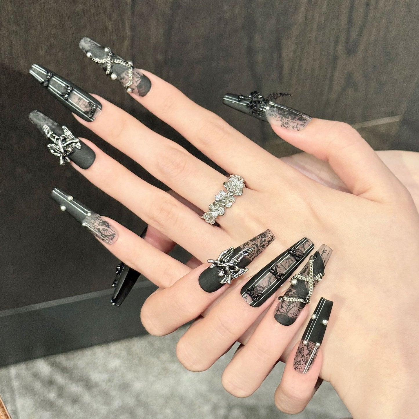 Dark Angel | Extra Long Coffin Press‑on Nails