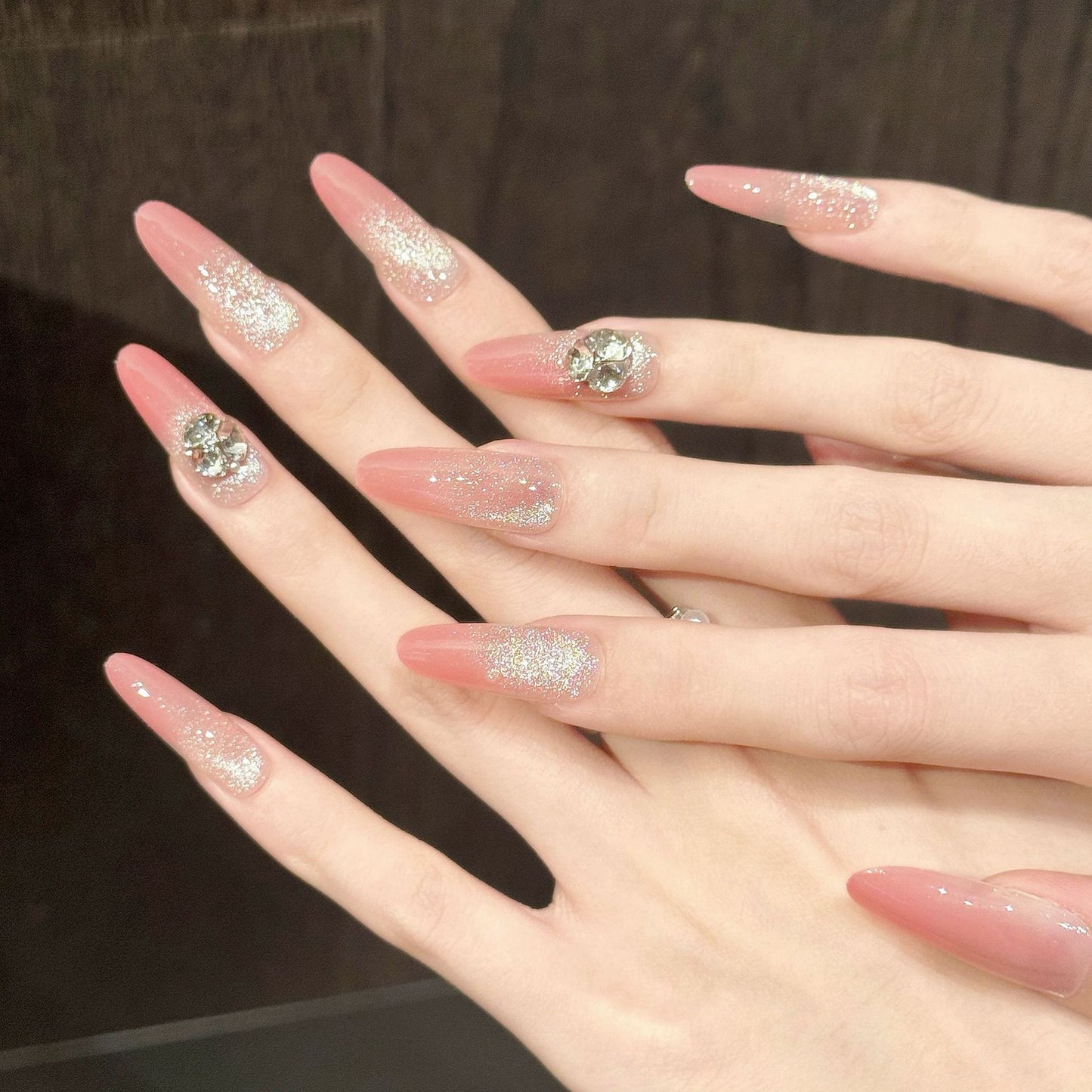 Sunset Shine | Long Oval Press‑on Nails