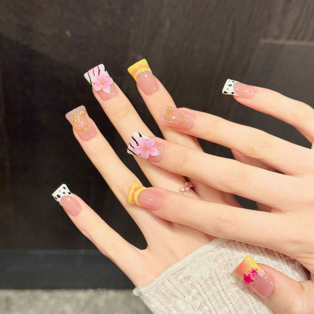 Sunset Floral Mix | Short Duck Press‑on Nails