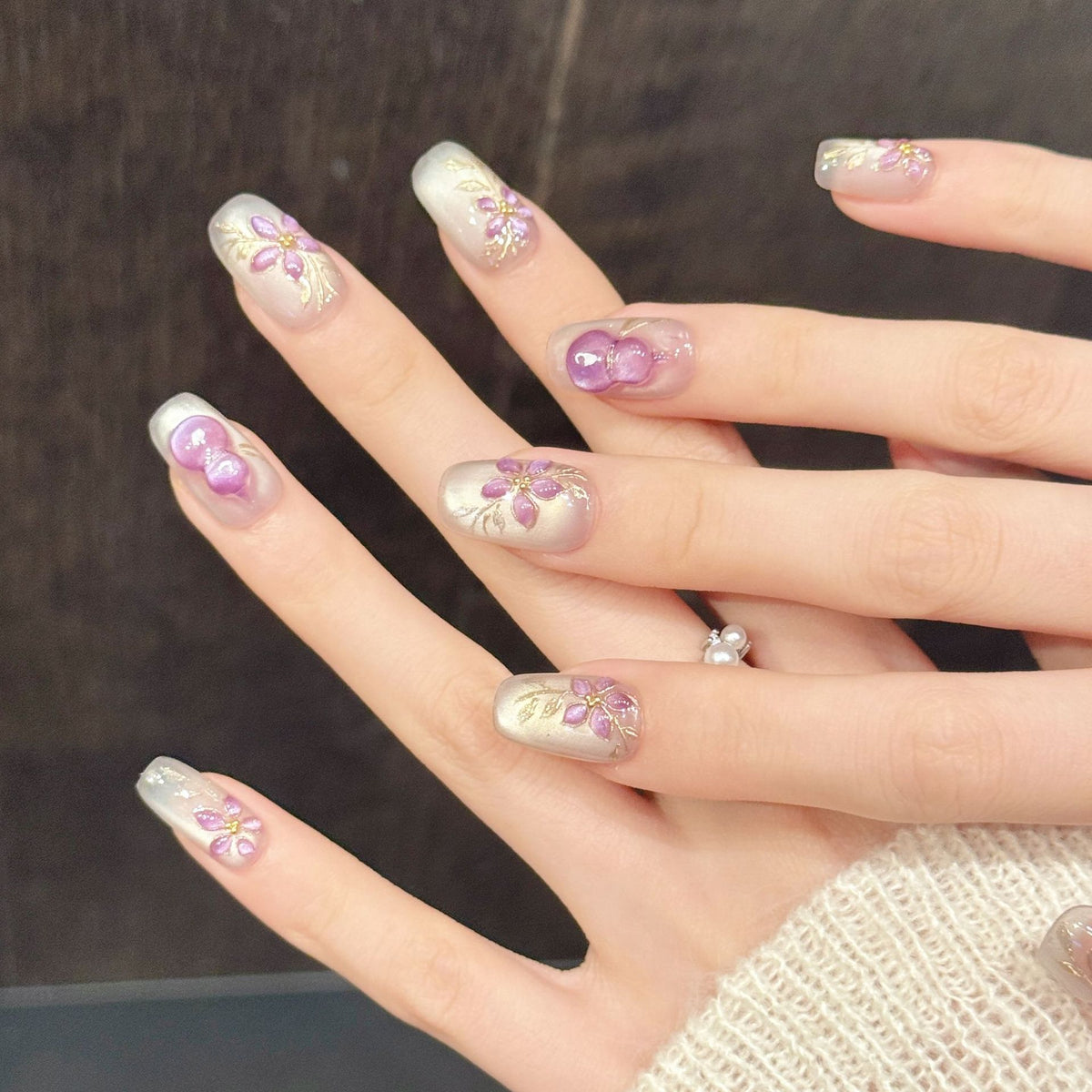 Amethyst Gourd | Medium Square Press‑on Nails