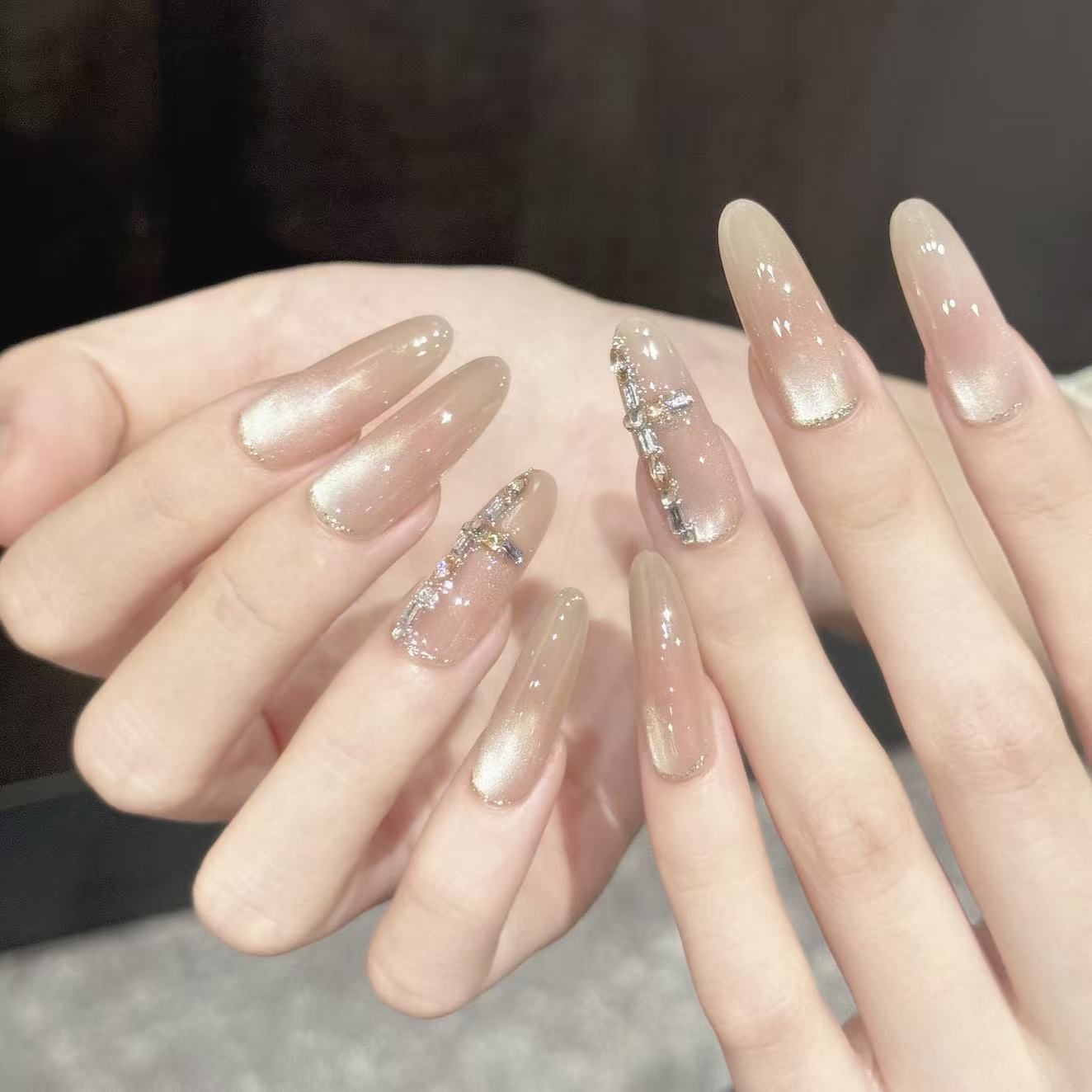 Nude Glow | Long Oval Press‑on Nails