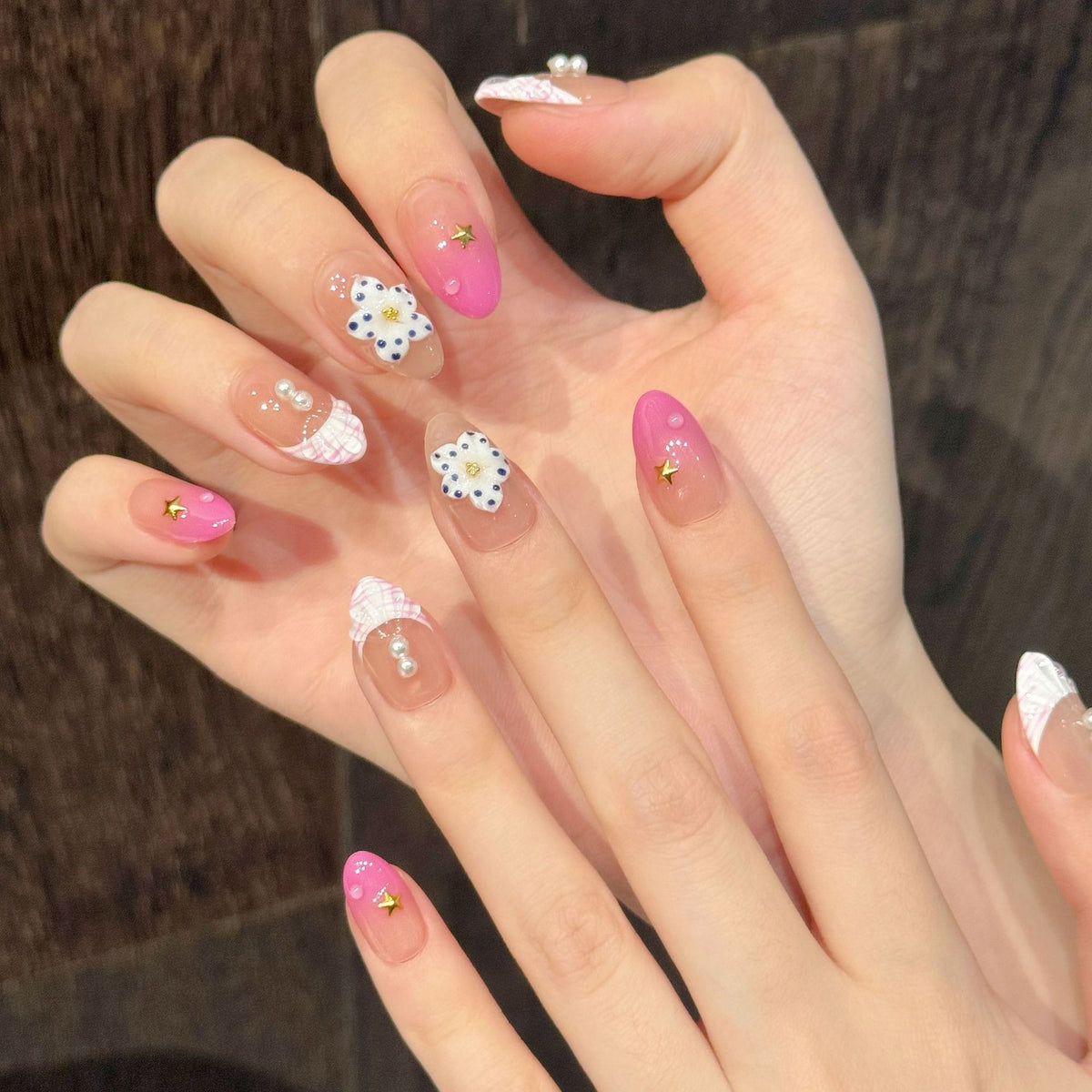 Tropic Pink | Short Almond Press‑on Nails