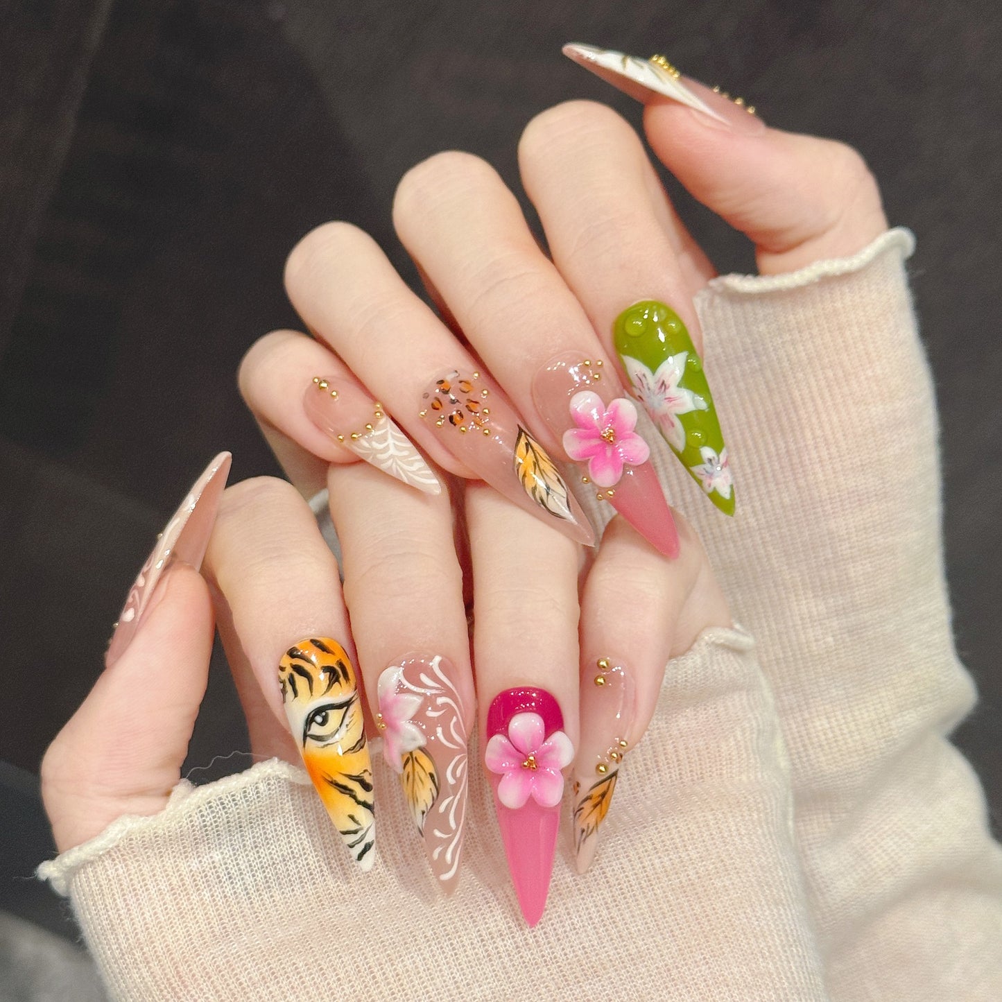 Blush Wild | Long Stiletto Press‑on Nails
