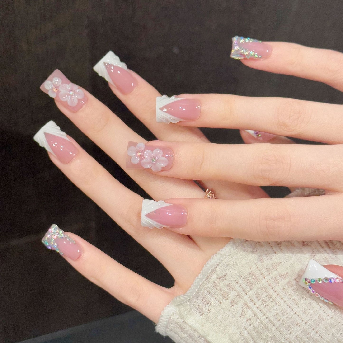 Blush Crystal | Short Duck Press‑on Nails