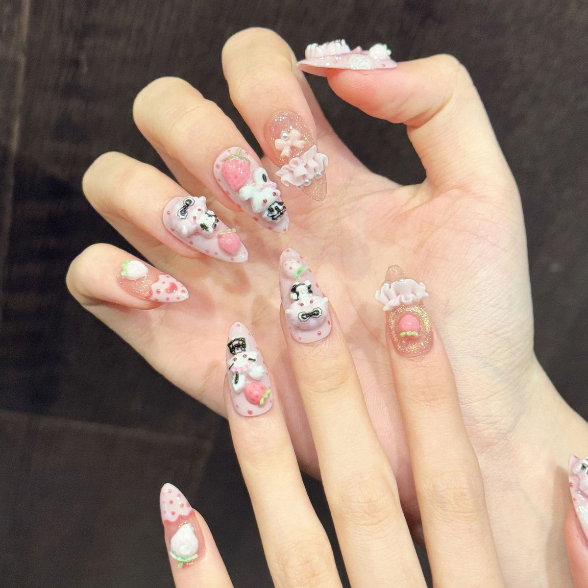 Bunny Berry | Medium Almond Press‑on Nails