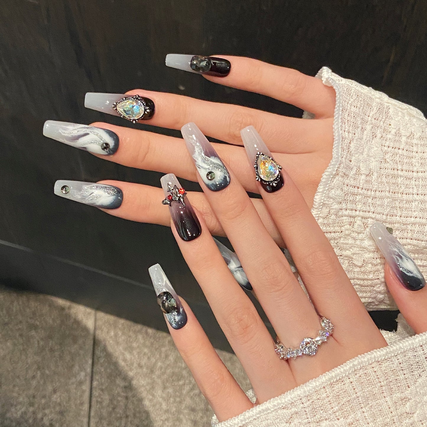 Kael Smoke | Long Coffin Press‑on Nails