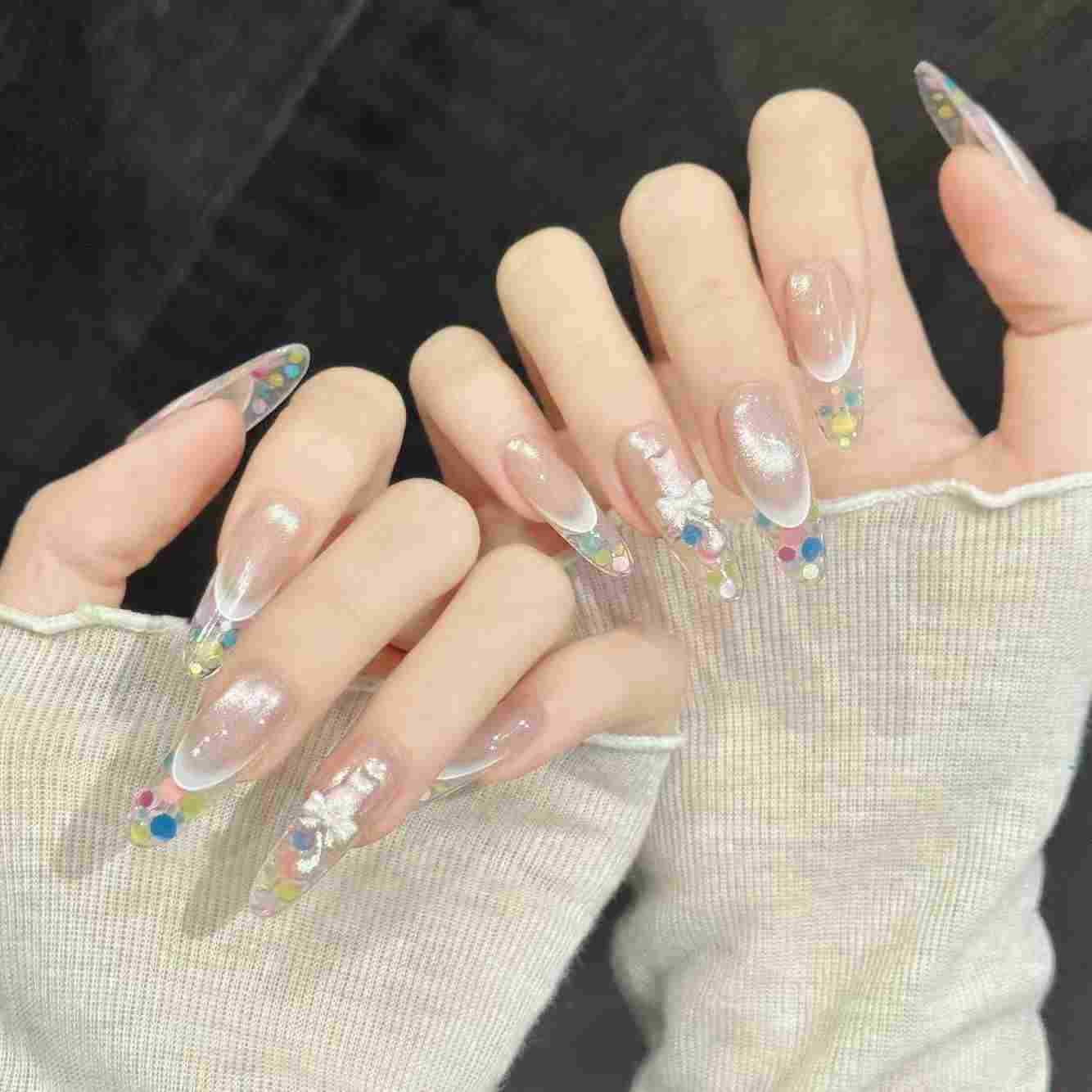 Candy Dust | Long Oval Press‑on Nails