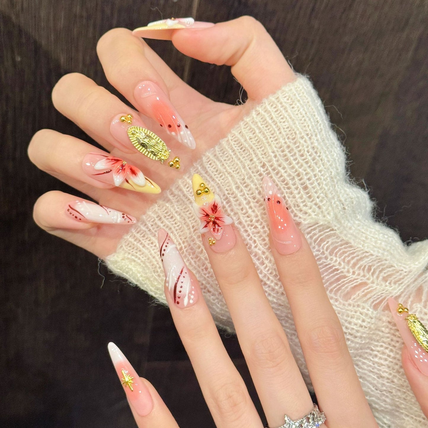 Blush Aurelia | Long Stiletto Press‑on Nails