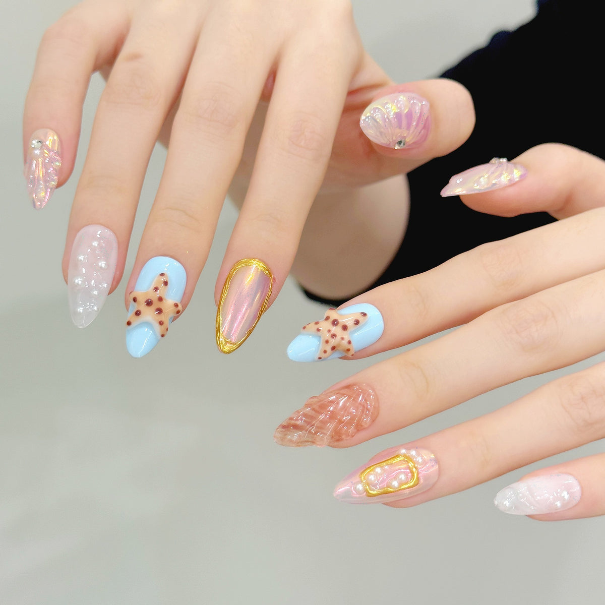 Coastal Glow | Medium Almond Press-on Nails
