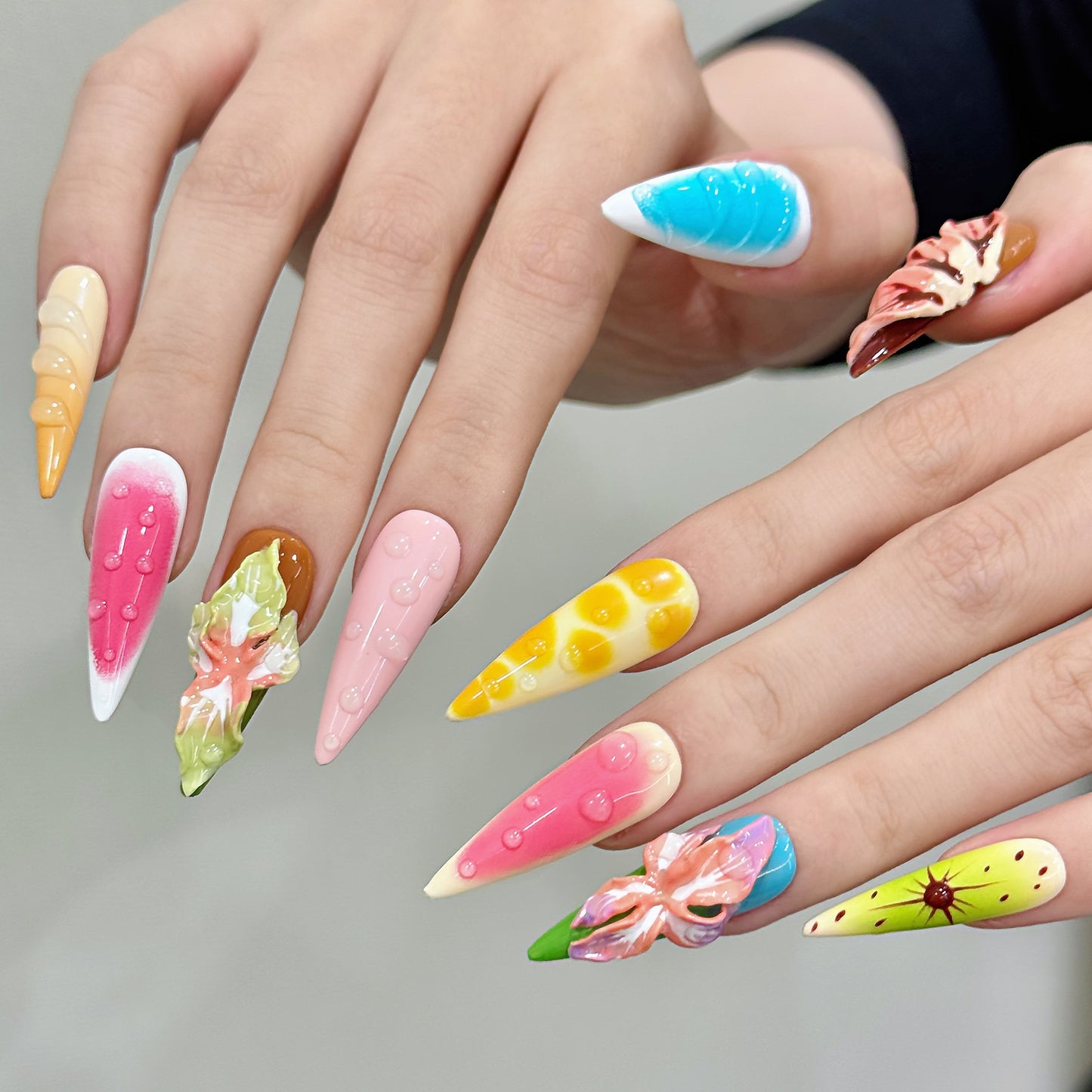 Tropic Pop | Long Stiletto Press‑on Nails