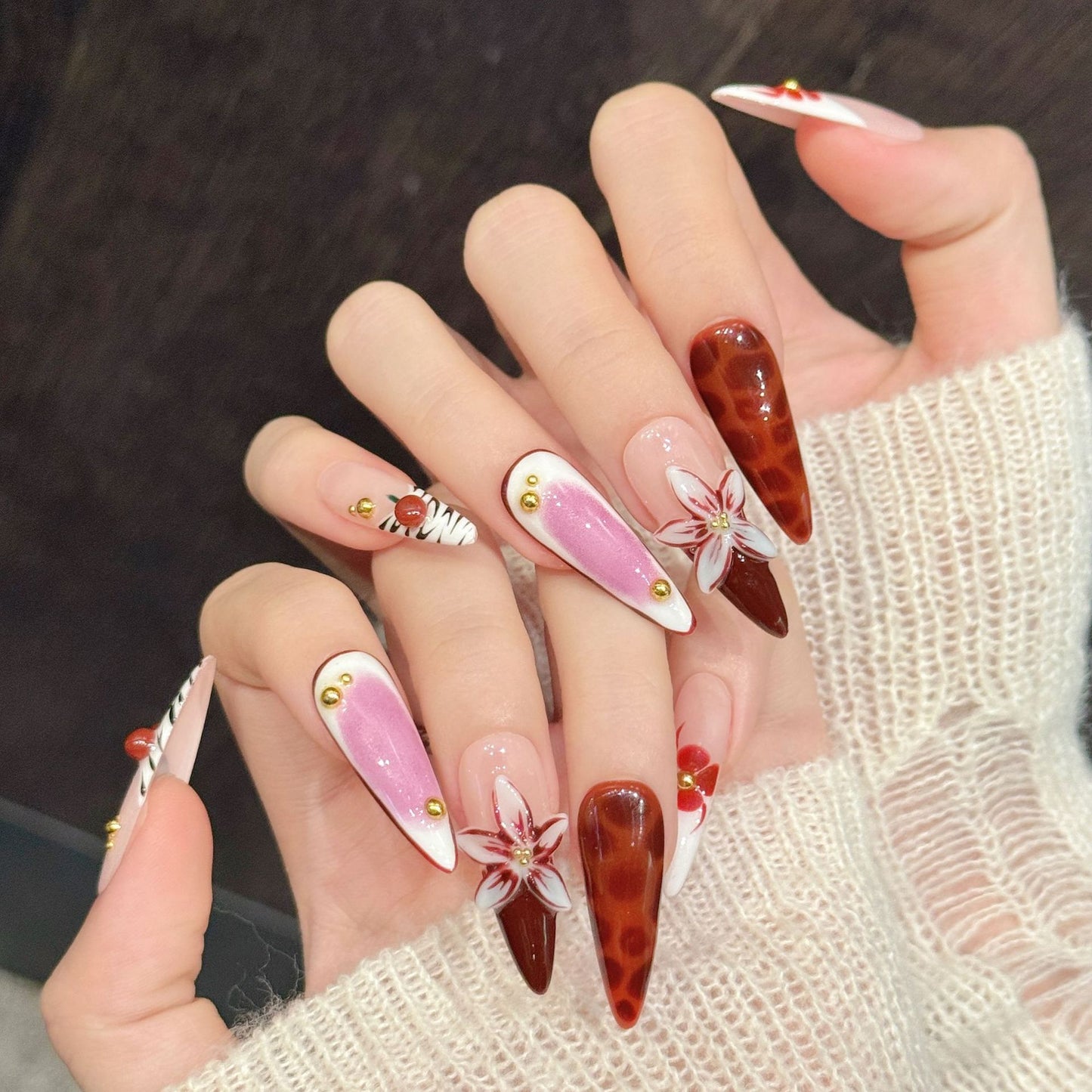 Rina Blush | Long Stiletto Press‑on Nails
