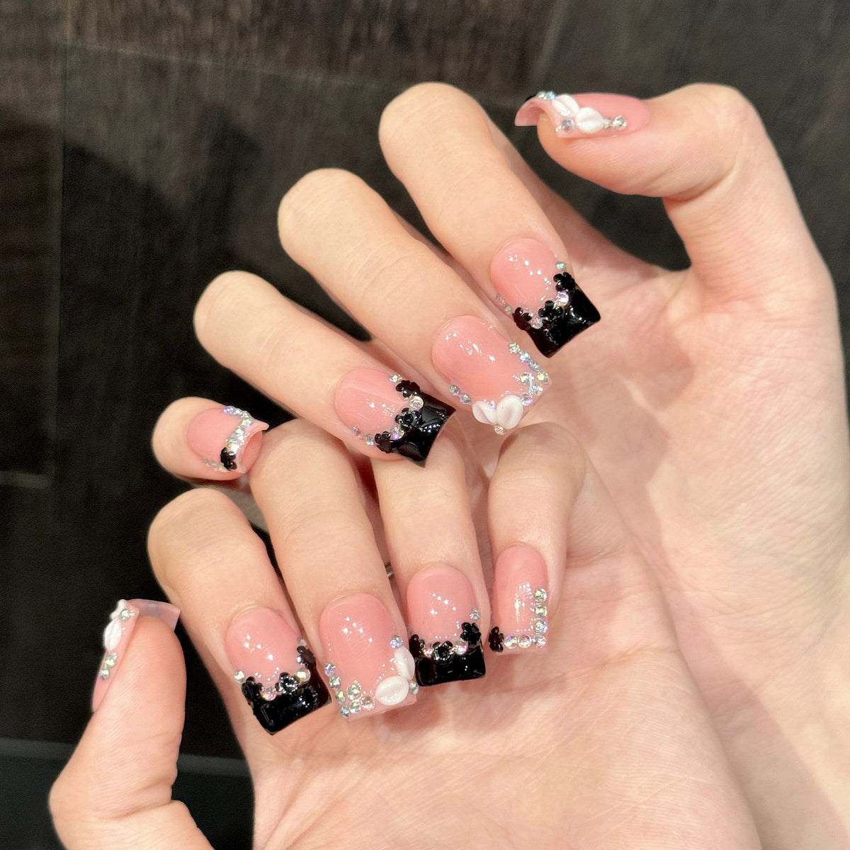 Blush Noir | Short Square Press‑on Nails