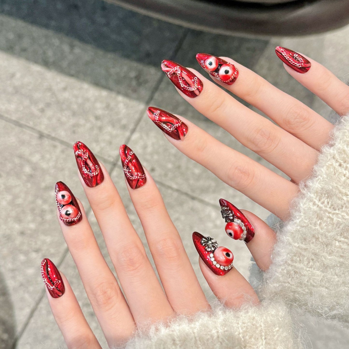 Garnet Veyra | Medium Almond Press‑on Nails