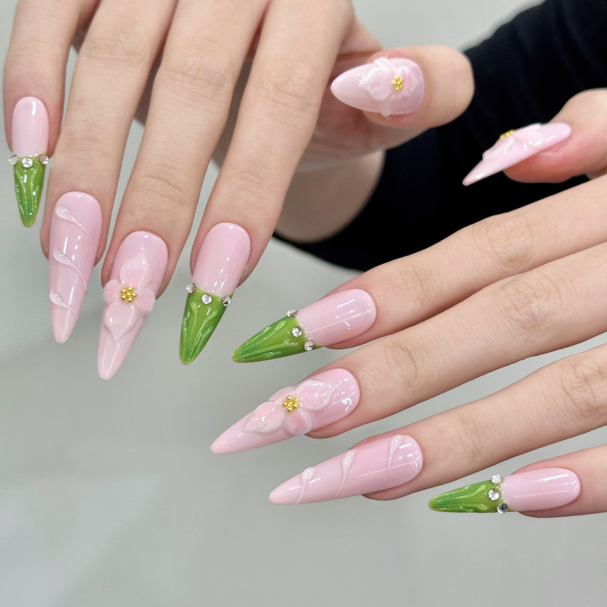 Petal Dew | Long Stiletto Press‑on Nails