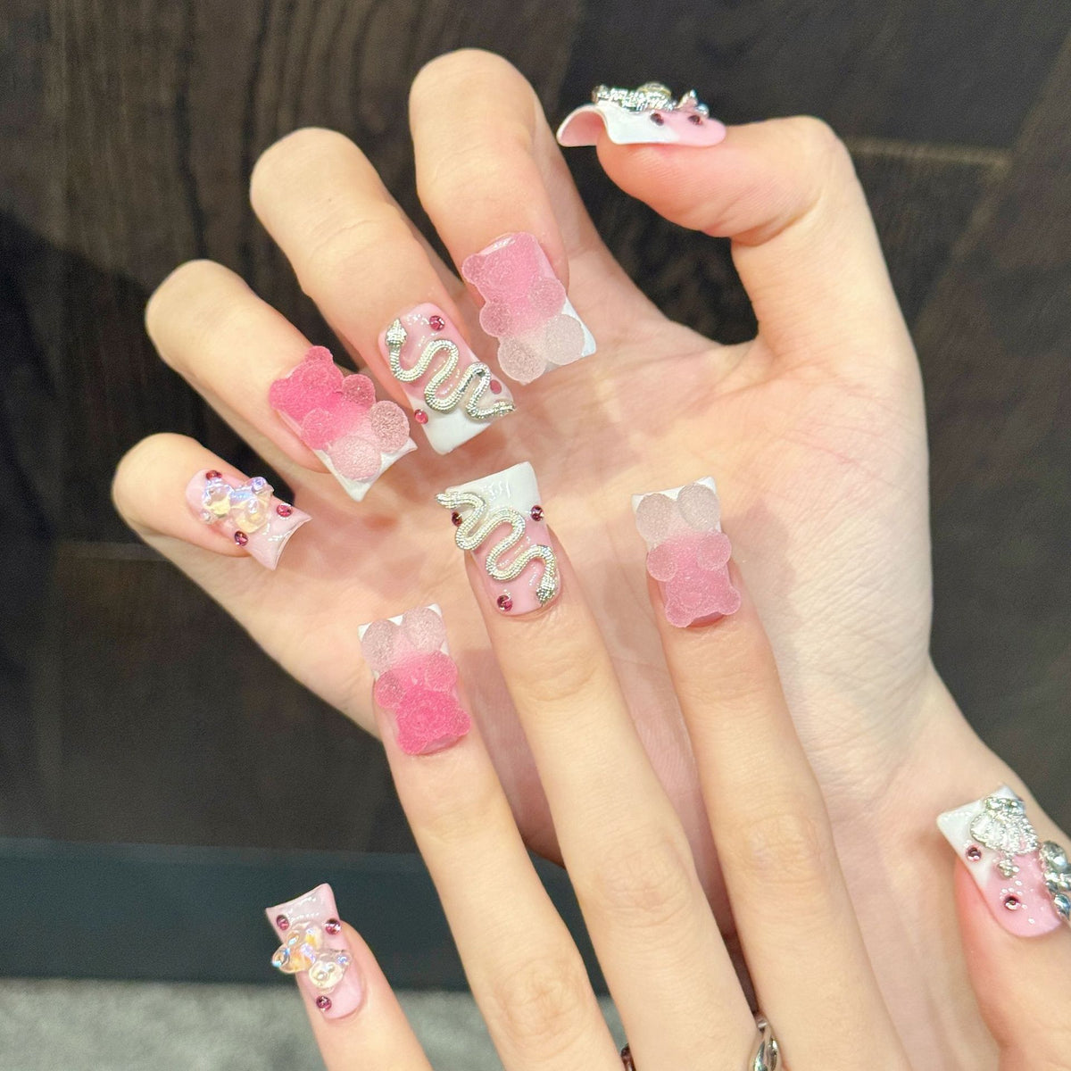 Pink Gummy Charm | Short Duck Press‑on Nails