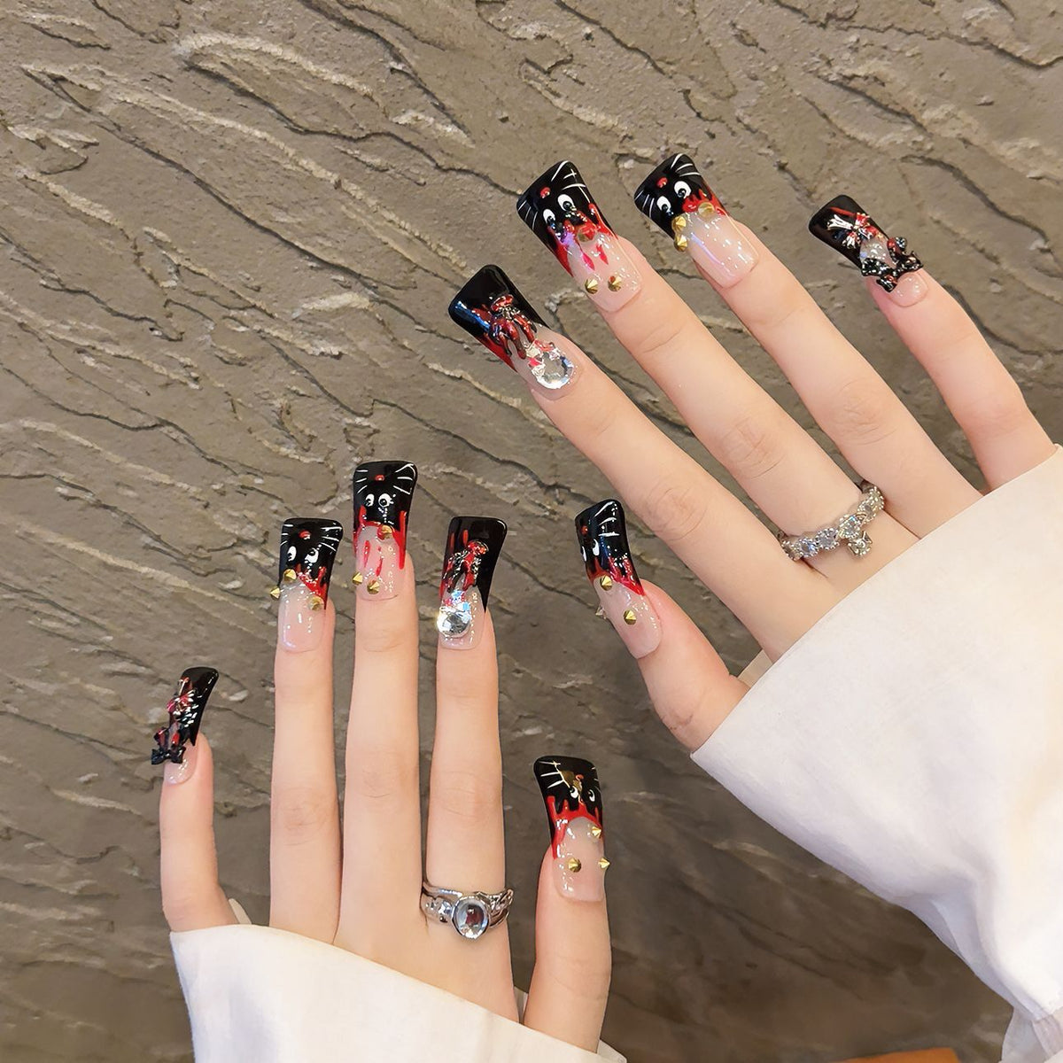 Kitty Drip | Long Duck Press‑on Nails