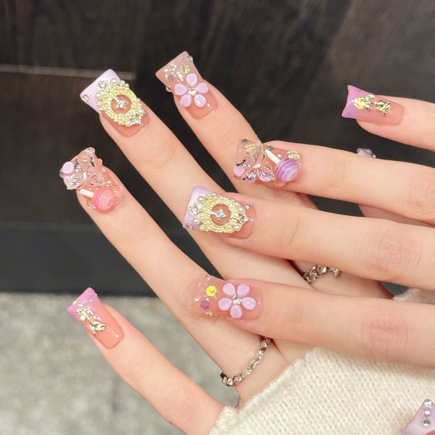 Peach Candy Glimmer | Short Duck Press‑on Nails
