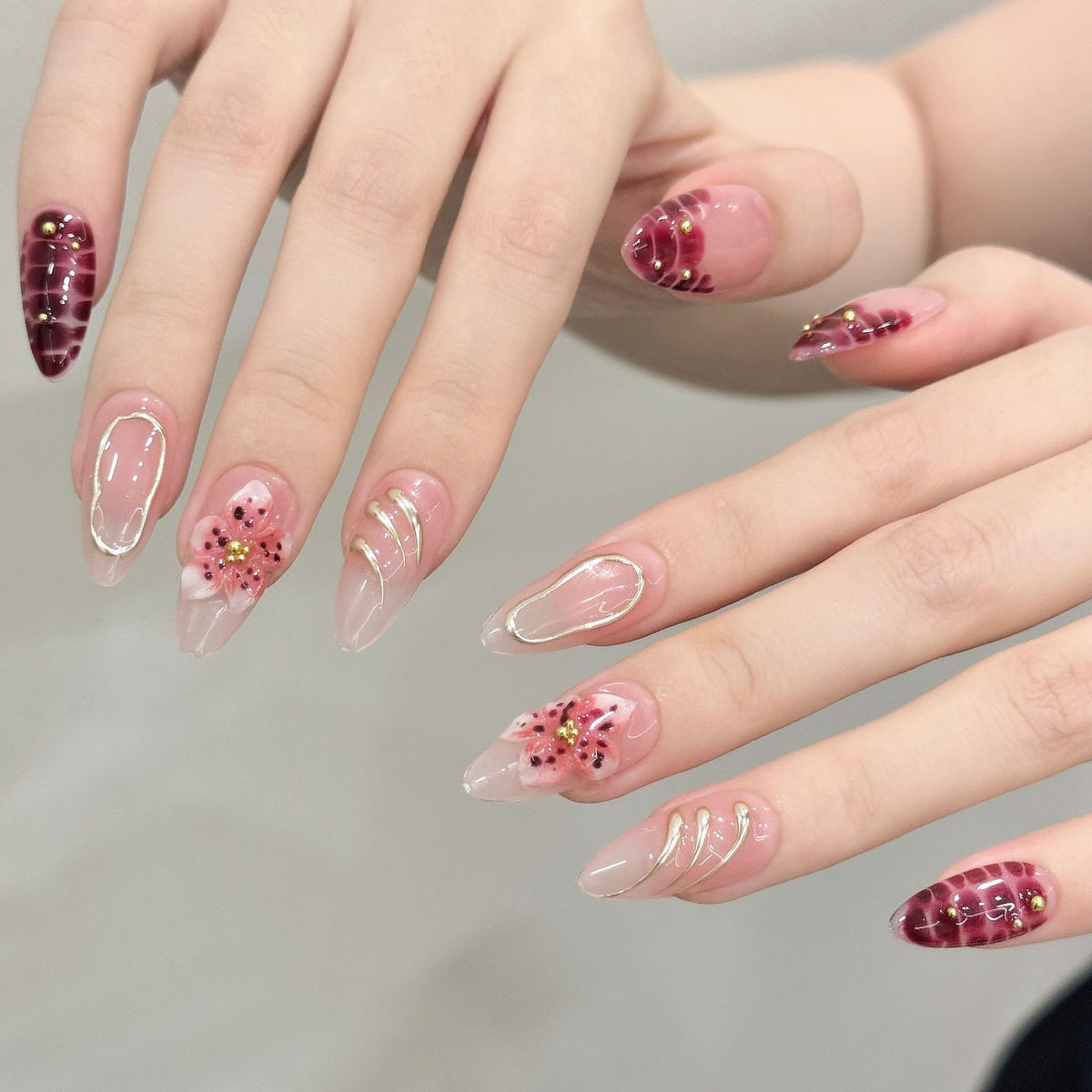 Ruby Ember | Medium Almond Press‑on Nails