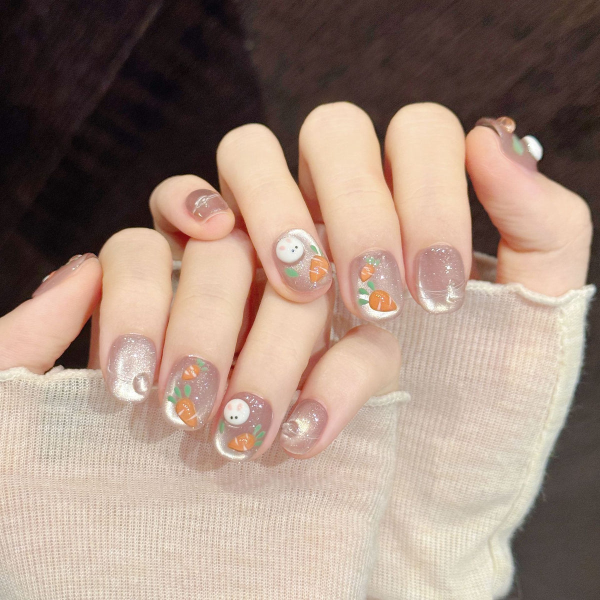 Carrot Bunny | Short Square Press‑on Nails