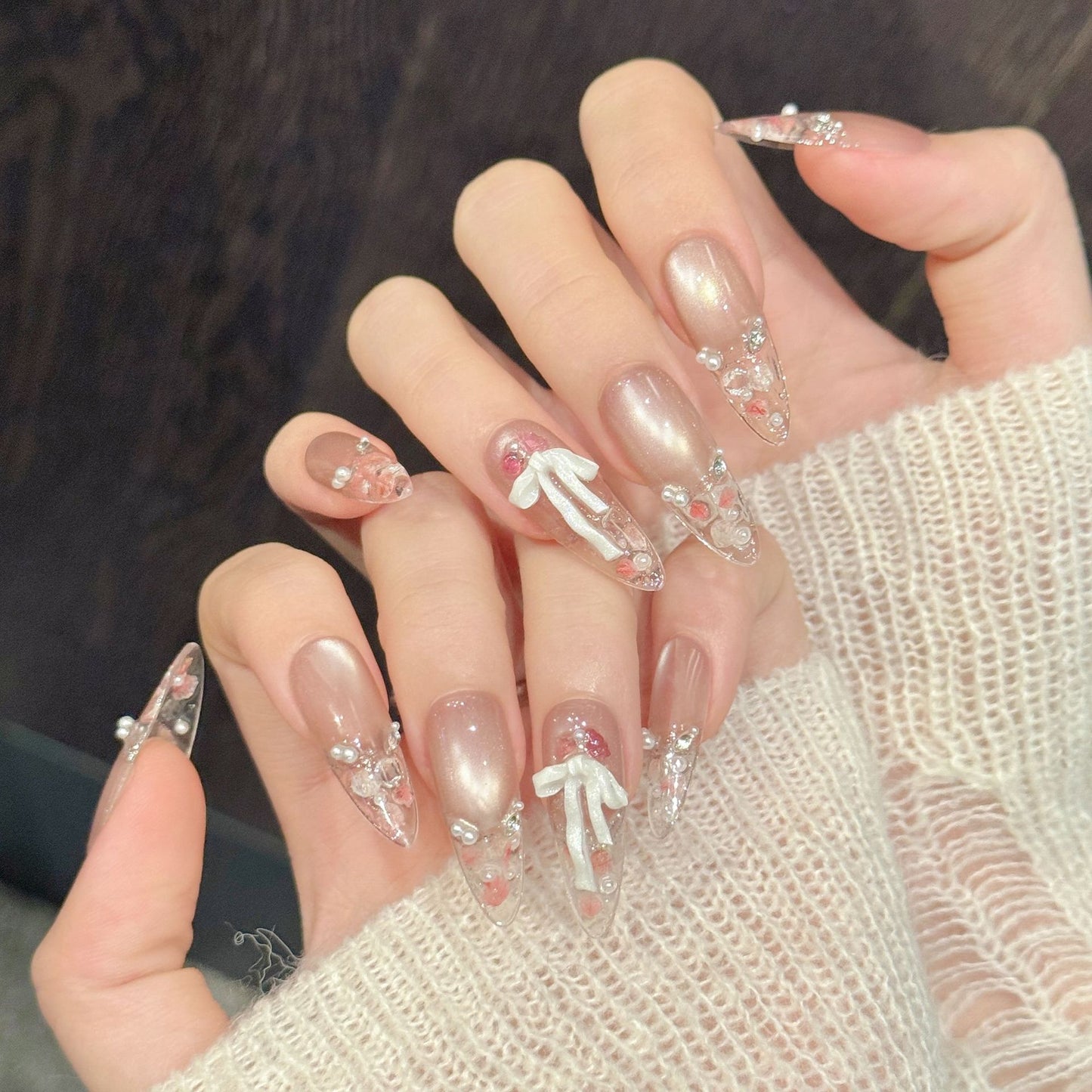 Mia Petal | Long Oval Press‑on Nails