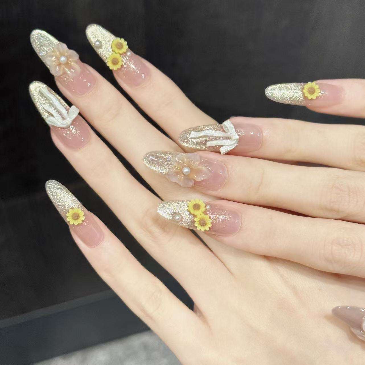 Honey Sun | Long Oval Press‑on Nails
