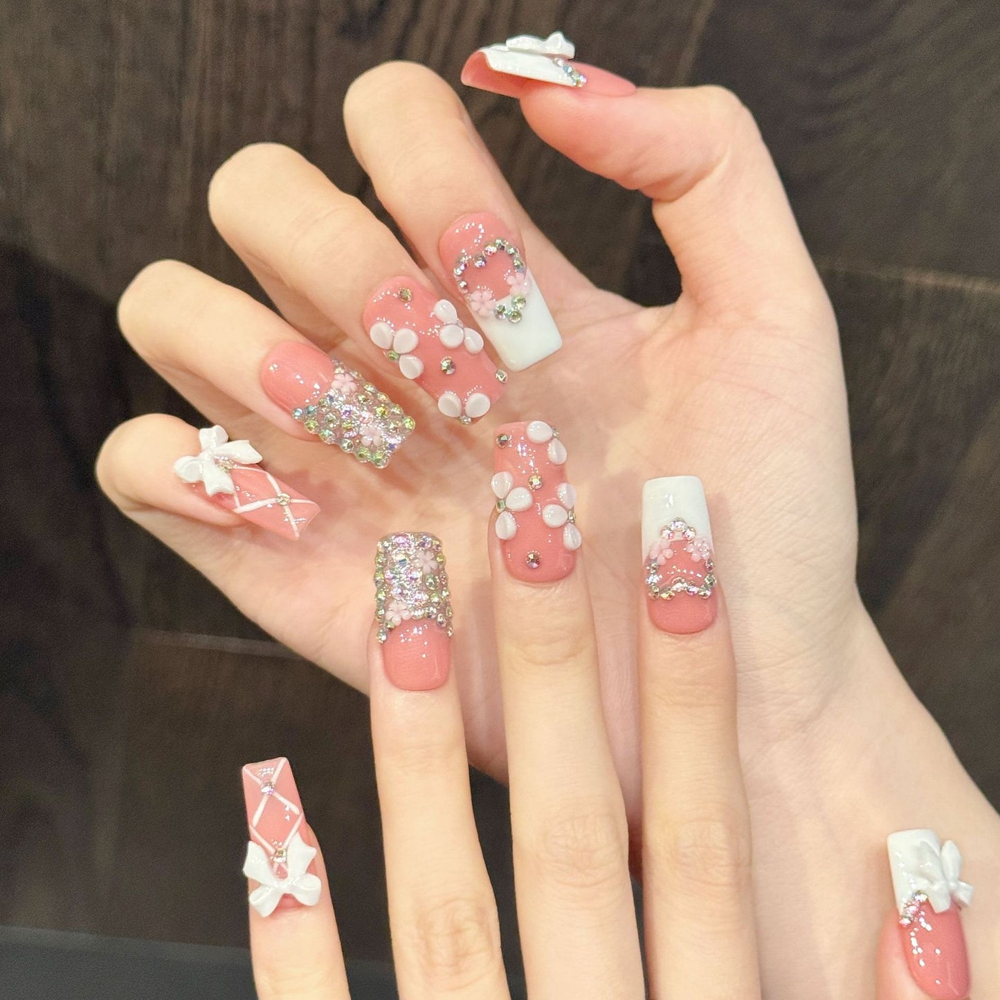 Peach Charm | Long Square Press‑on Nails