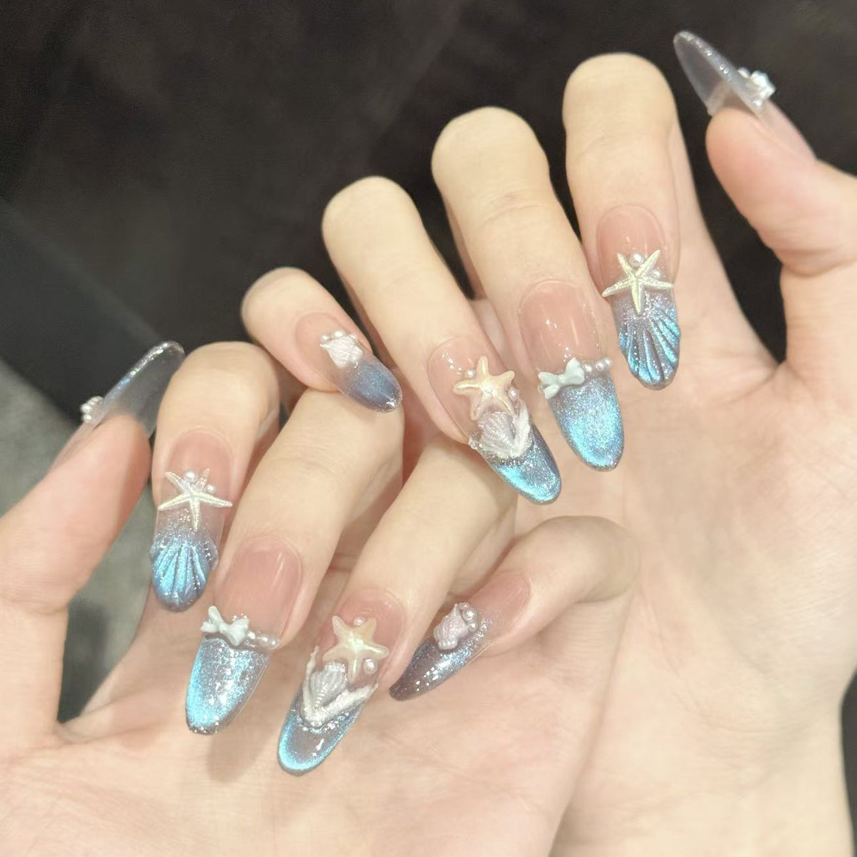 Sea Pearl | Long Oval Press‑on Nails