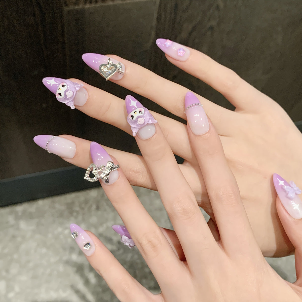 Lavender Charm | Medium Almond Press‑on Nails