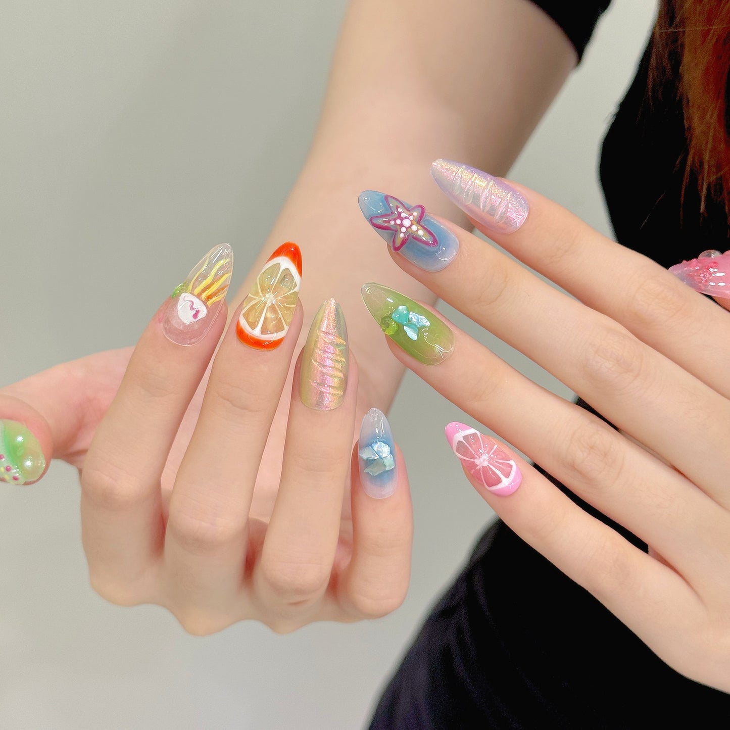 Bright Breeze | Medium Almond Press‑on Nails