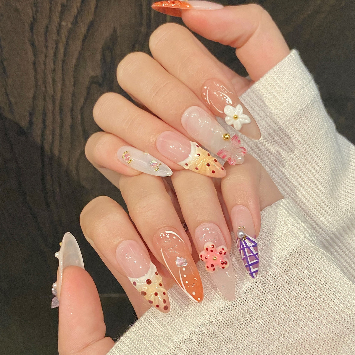 Lani Tropic | Long Almond Press‑on Nails