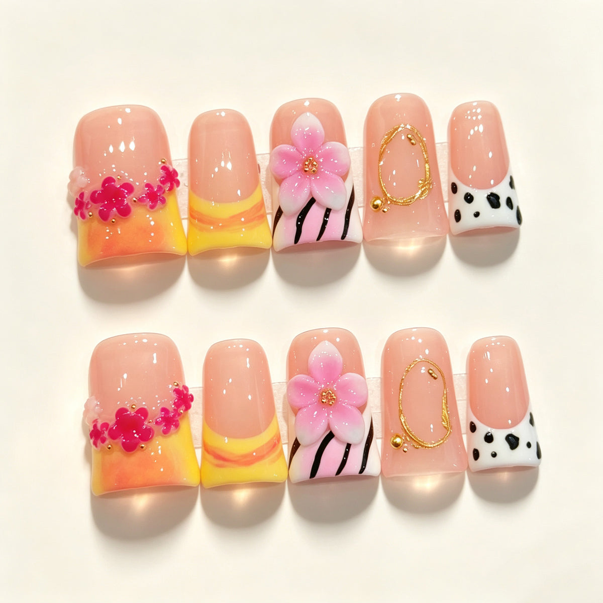 Sunset Floral Mix | Short Duck Press‑on Nails