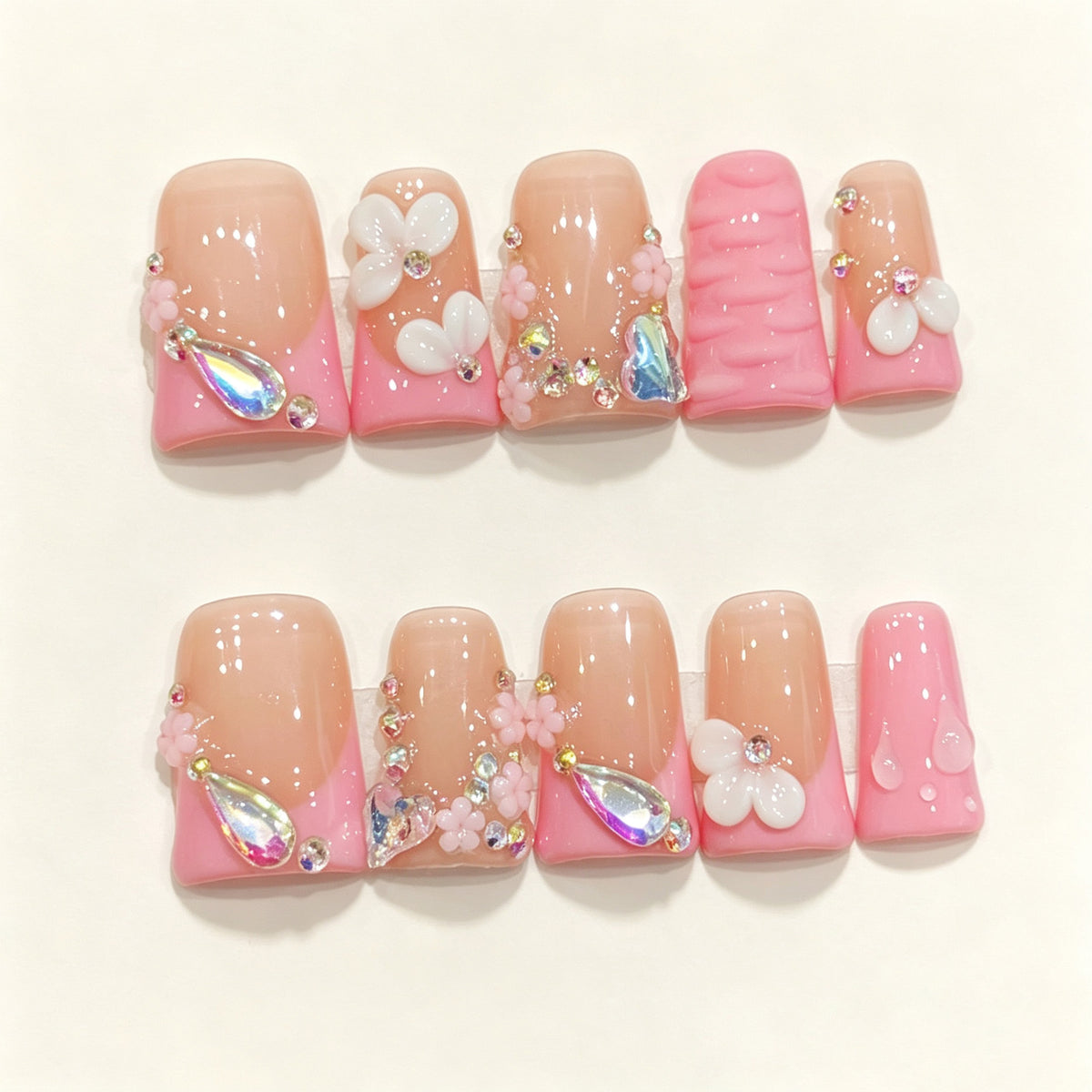 Petal Dew Spark | Short Duck Press‑on Nails