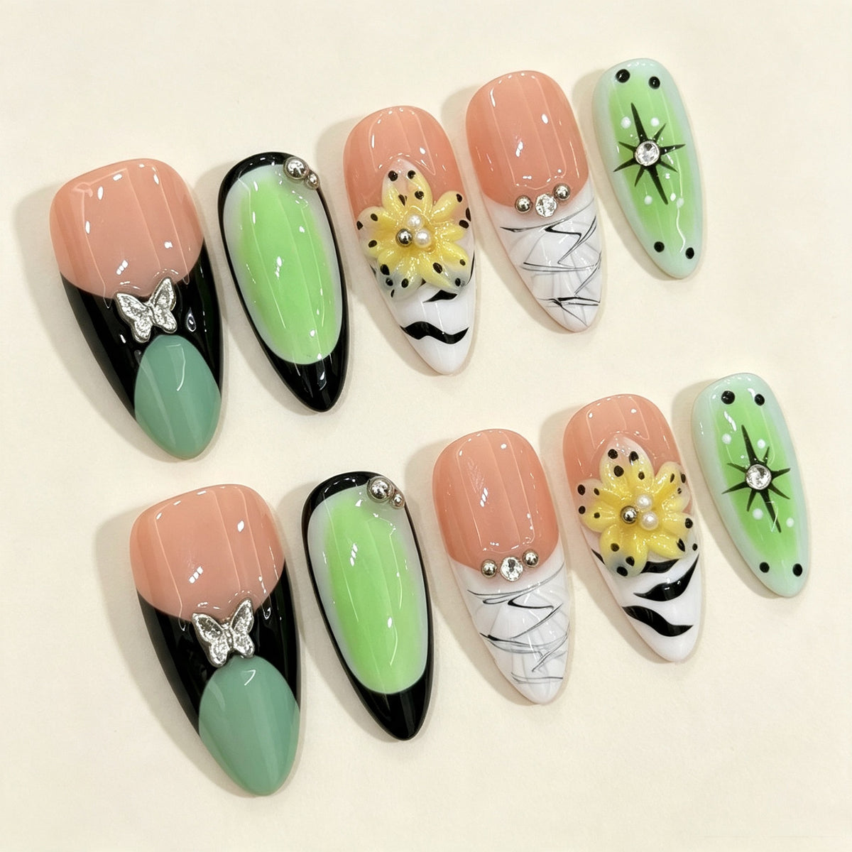 Vivid Zest | Medium Almond Press-on Nails