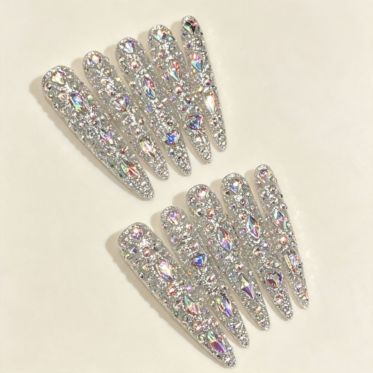 Crystal Aura | Long Stiletto Press‑on Nails