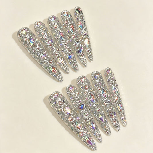 Crystal Aura | Long Stiletto Press‑on Nails