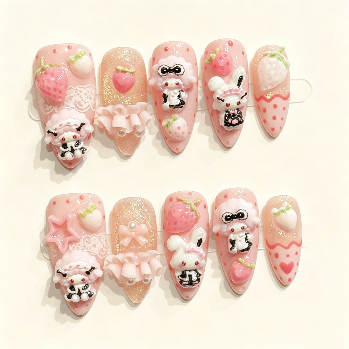 Bunny Berry | Medium Almond Press‑on Nails