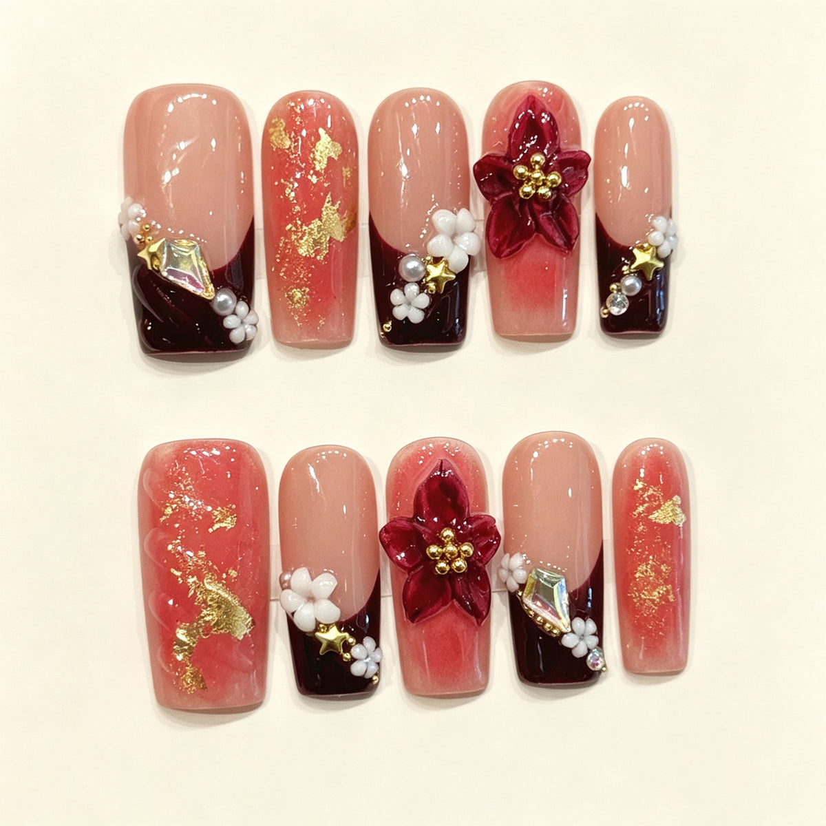 Ruby Gild | Long Square Press‑on Nails