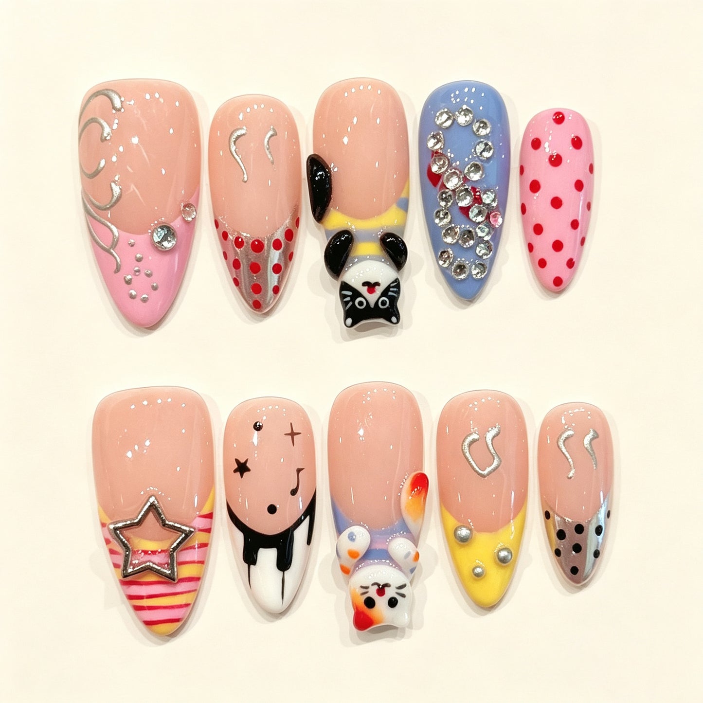 Play Doodle | Medium Almond Press‑on Nails