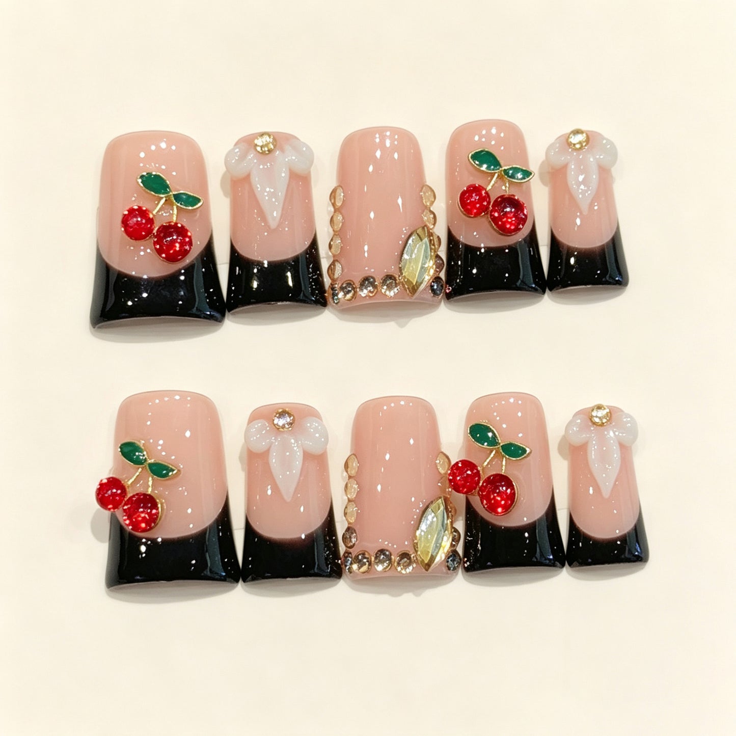 Noir Cherry Crush | Short Duck Press‑on Nails