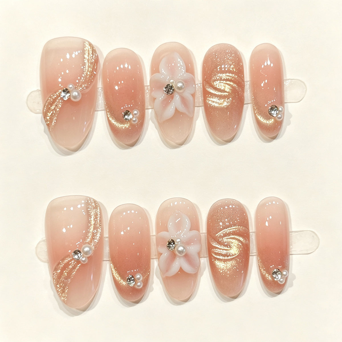 Petal Shimmer | Short Oval Press‑on Nails