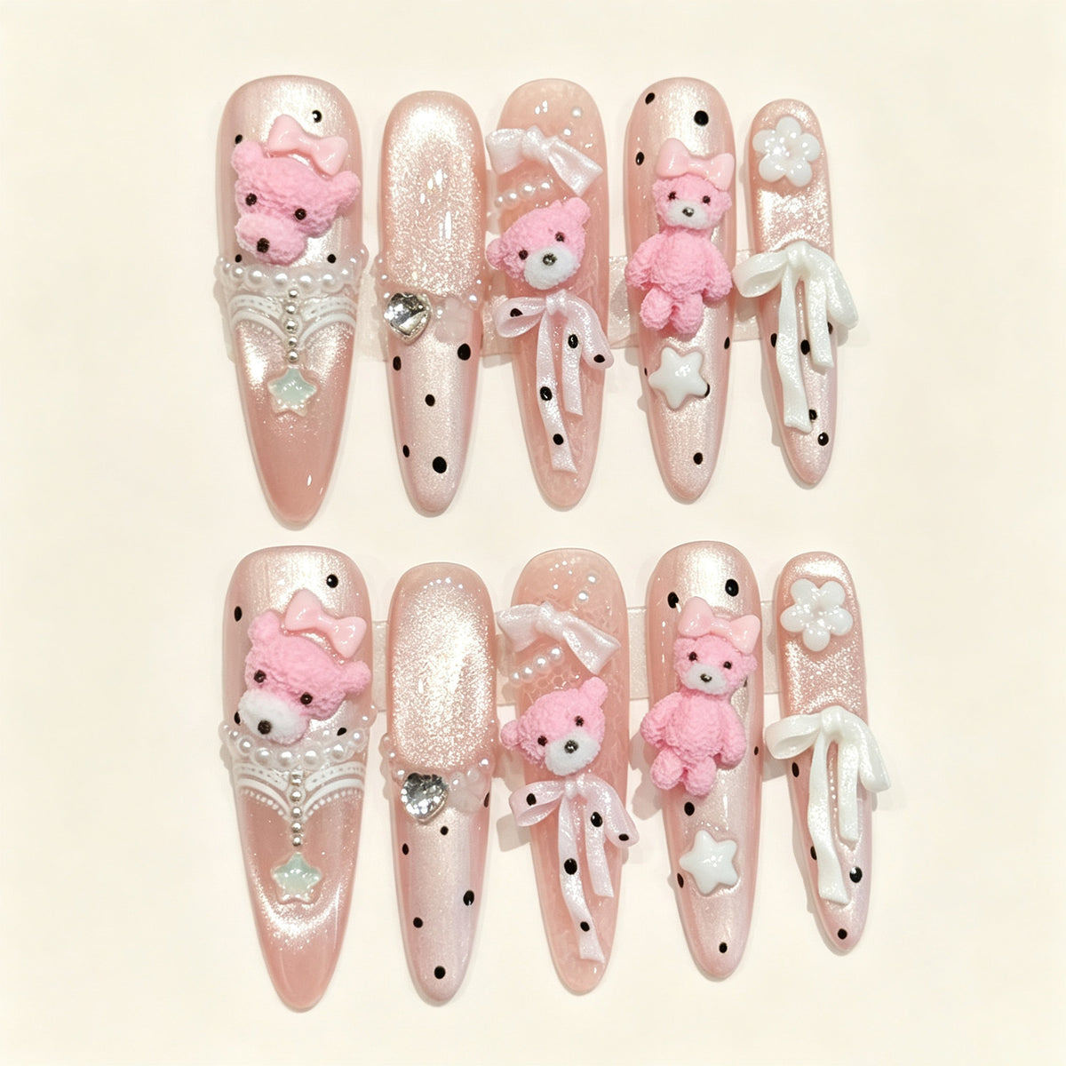 Bona Bear | Long Stiletto Press‑on Nails