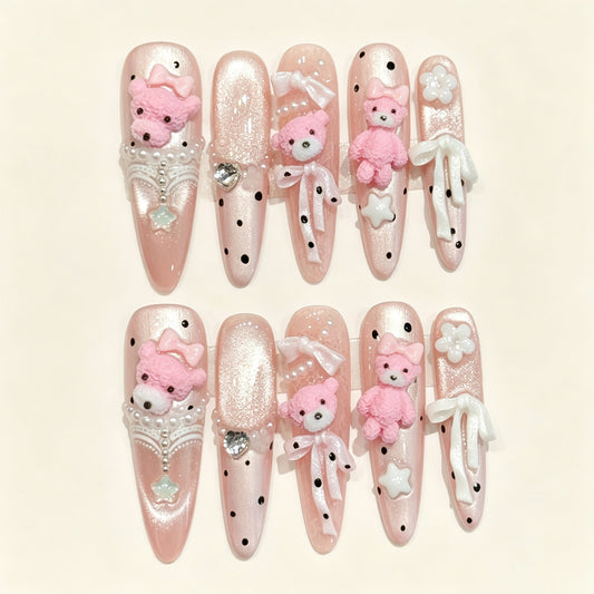 Bona Bear | Long Stiletto Press‑on Nails