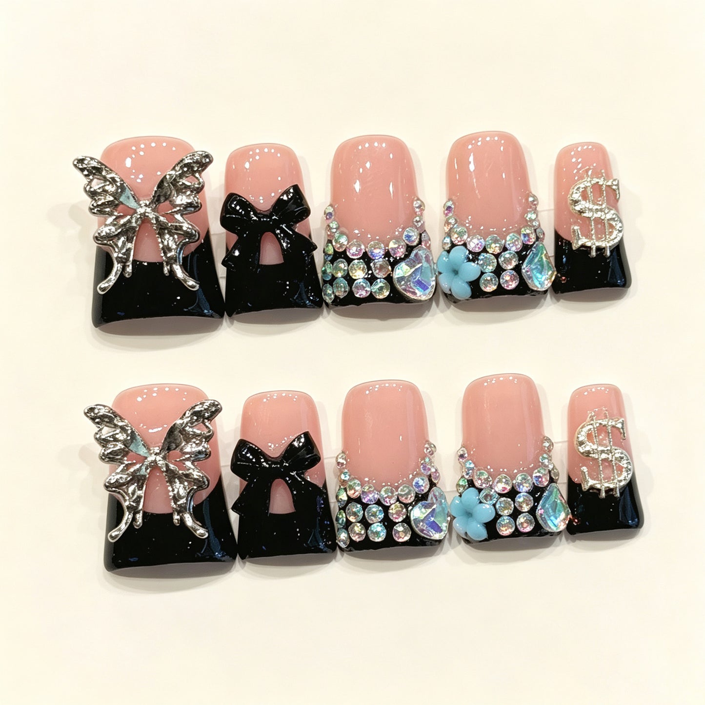 Noir Butterfly | Short Duck Press‑on Nails