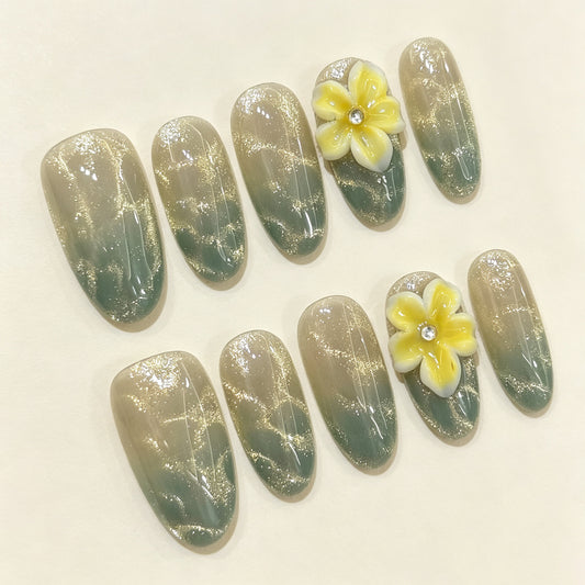 Mint Tide | Medium Almond Press‑on Nails