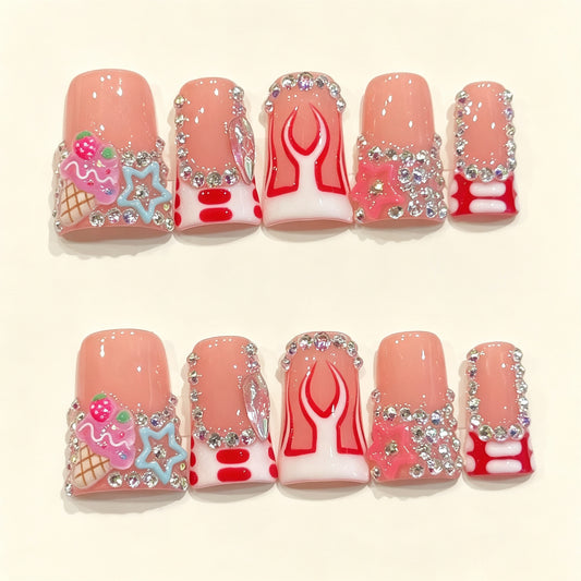 Candy Spark | Short Duck Press‑on Nails