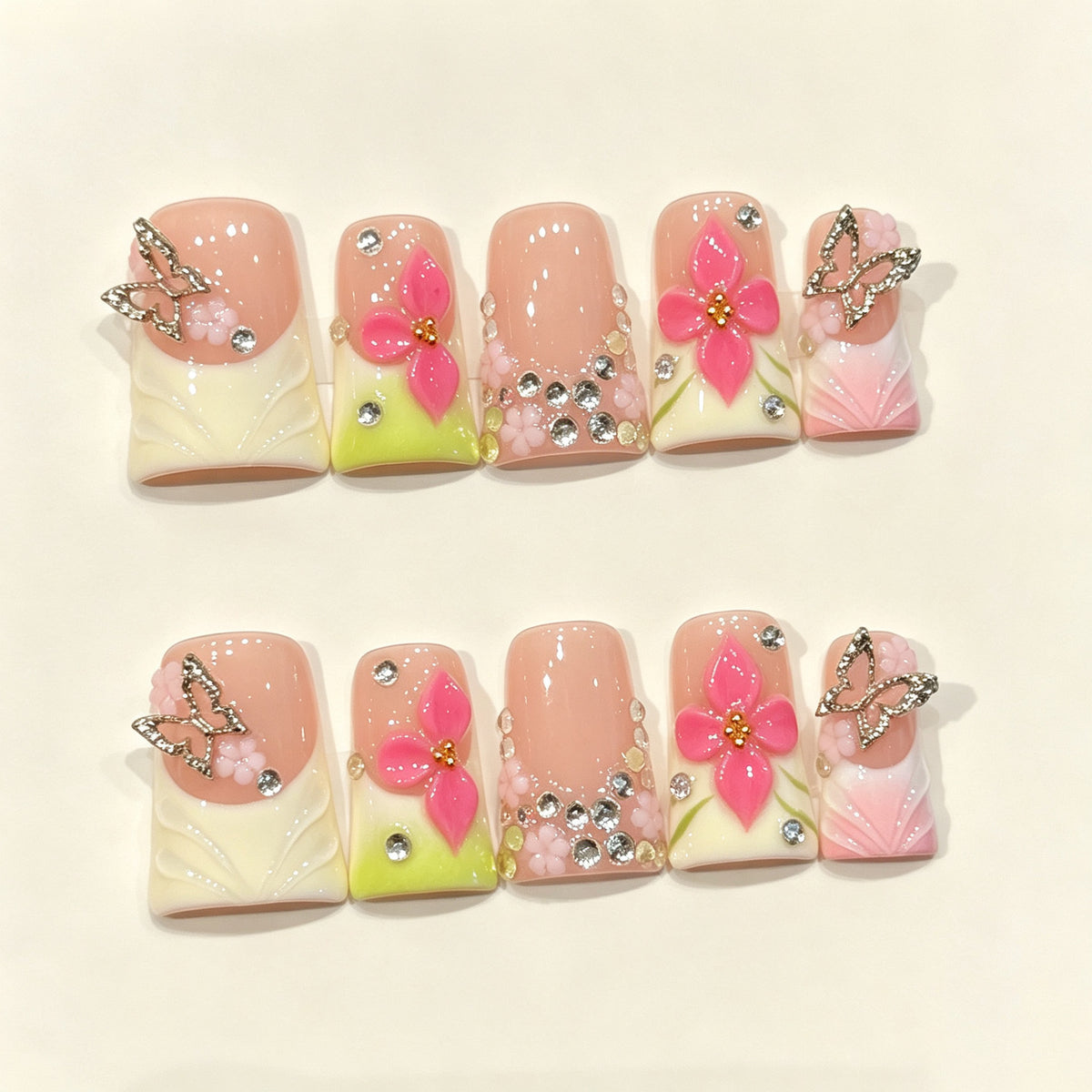 Pastel Butterfly | Short Duck Press‑on Nails