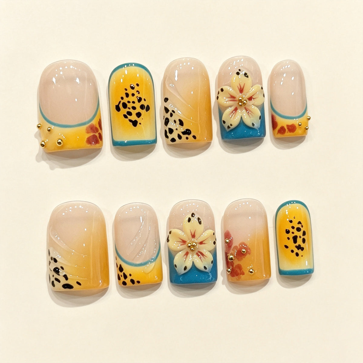 Sun Tropic | Short Square Press‑on Nails