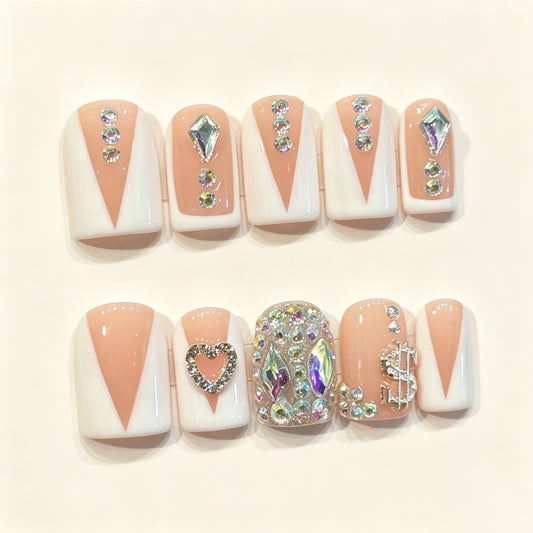 Diamond V‑Tip | Short Square Press‑on Nails