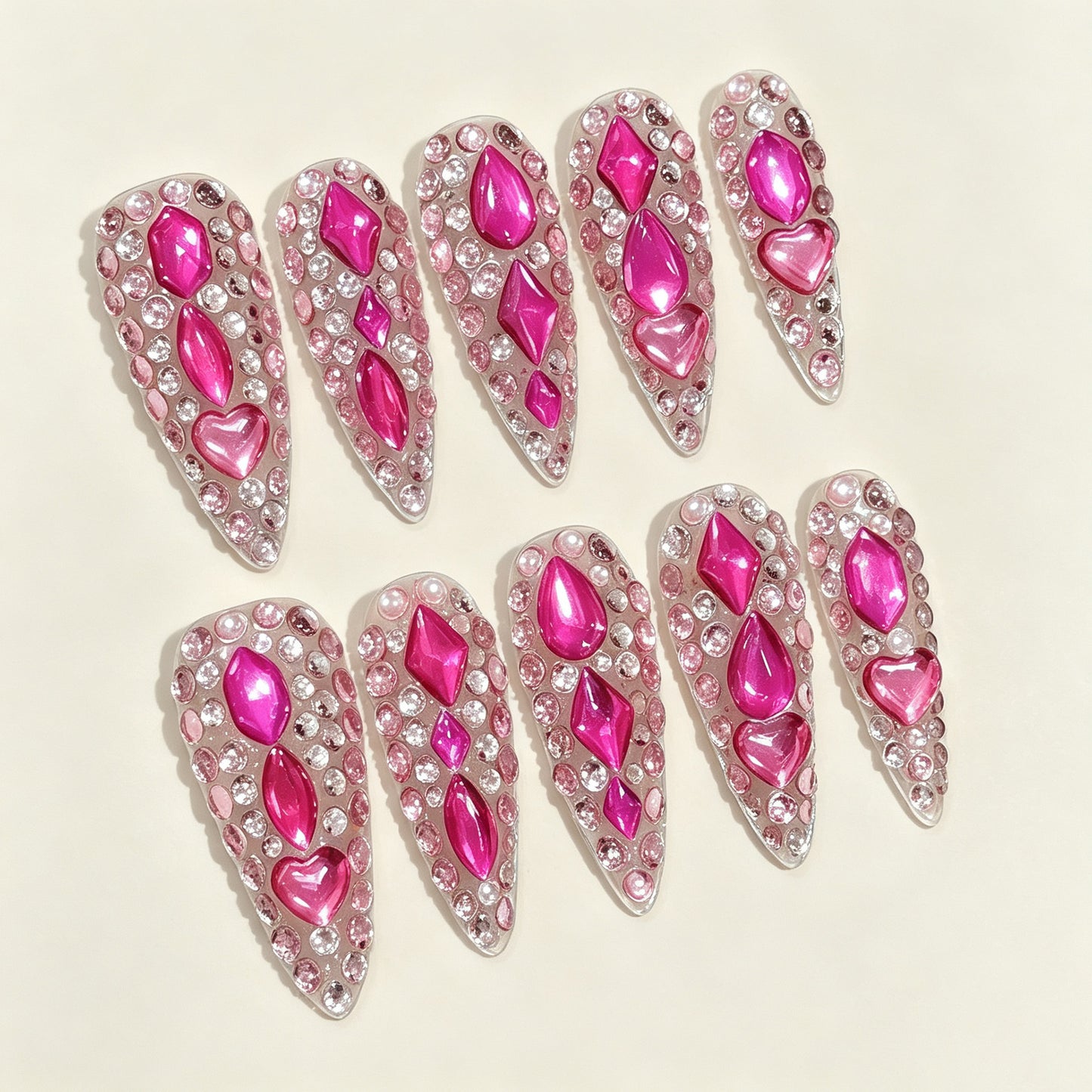 Fuchsia Spark | Long Stiletto Press‑on Nails