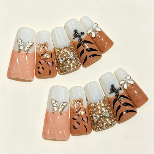 Caramel Charm | Long Duck Press‑on Nails